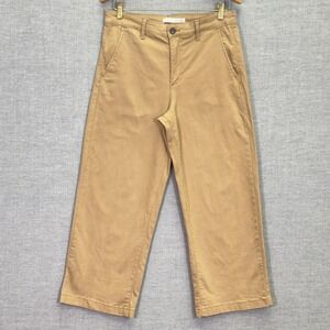 Ella Moss Womens Khaki Crop‎ Pants Casual Wide Leg Trousers Size 6 (31x26)